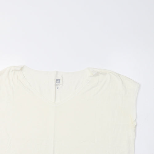 Anne Kanner Womens Ivory  Viscose Basic Blouse Size L V-Neck