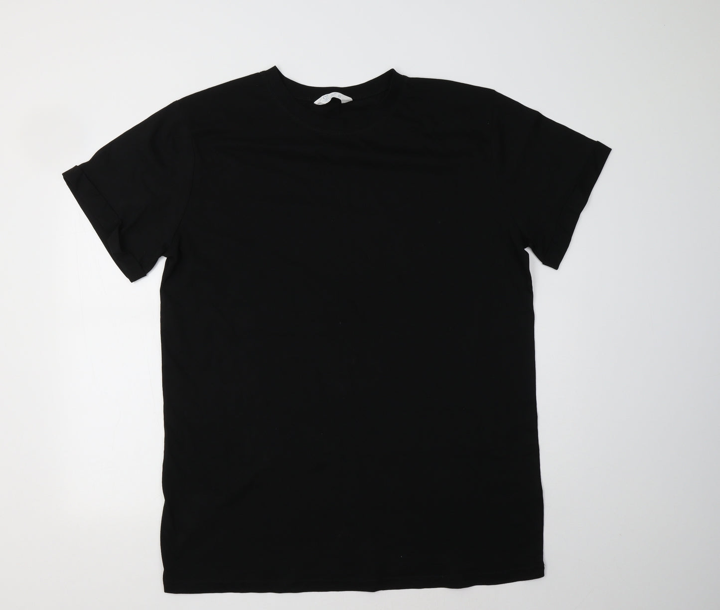 Primark Womens Black  Cotton Basic T-Shirt Size L Crew Neck
