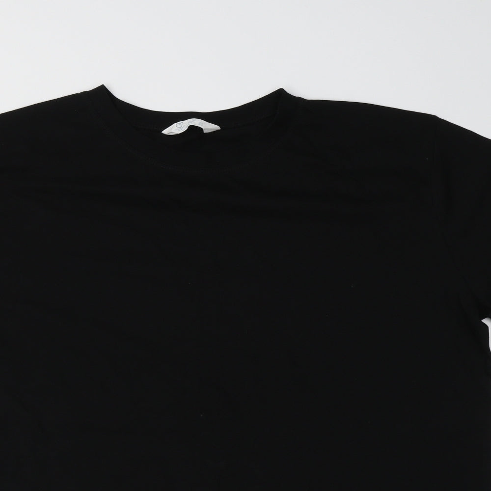 Primark Womens Black  Cotton Basic T-Shirt Size L Crew Neck