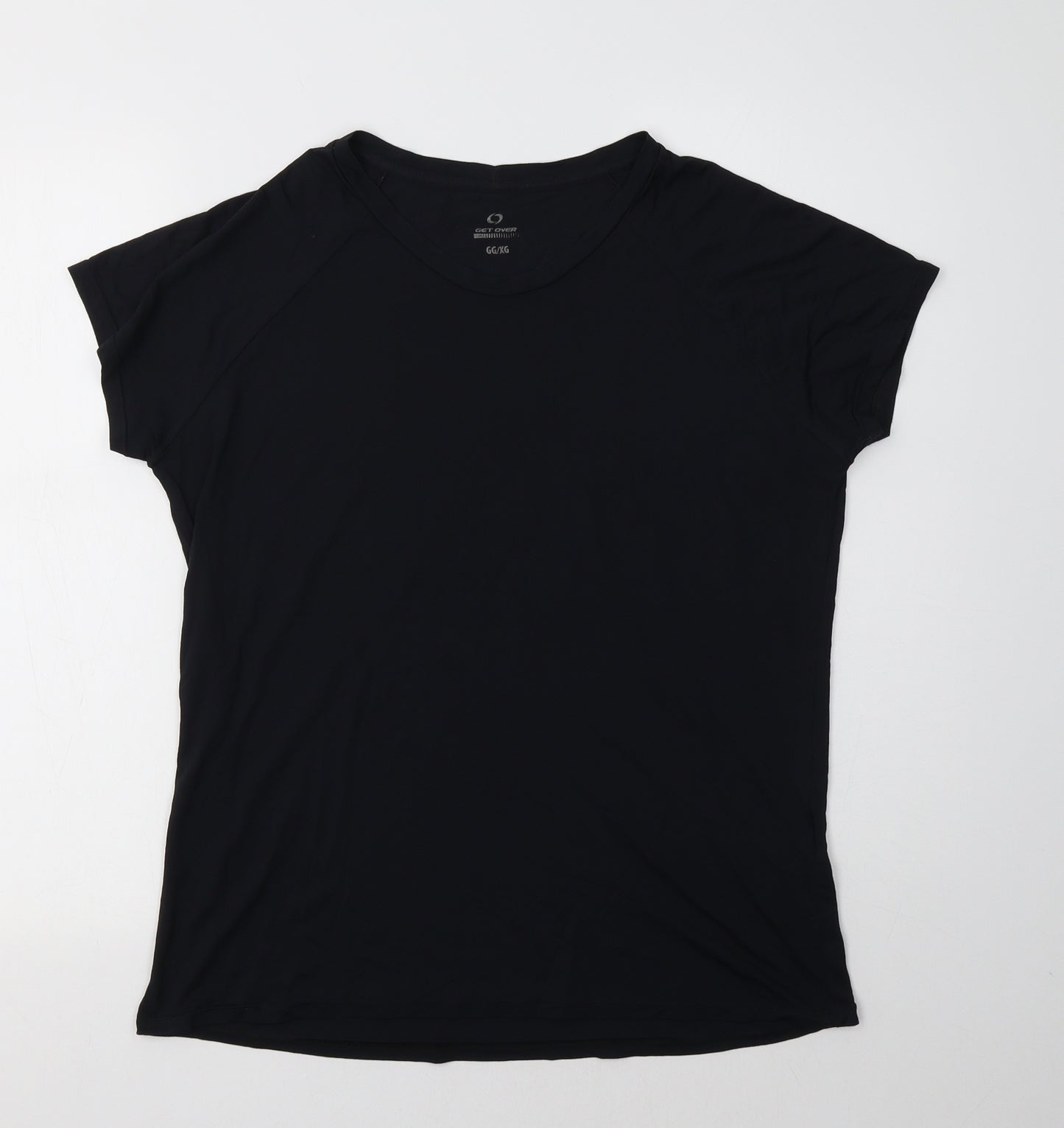 Get Over Womens Black   Basic T-Shirt Size L Crew Neck