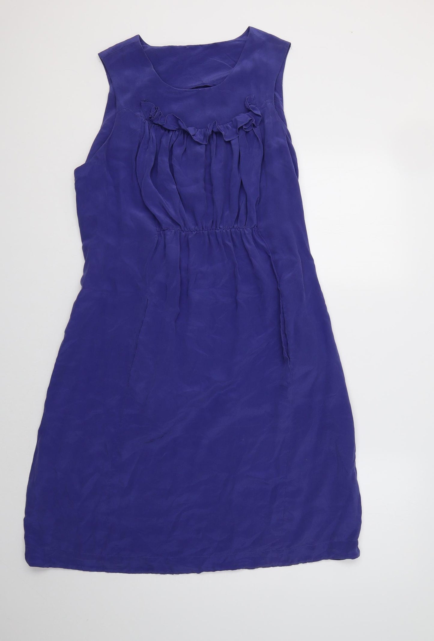 Topshop Womens Blue  Silk A-Line  Size 14  Round Neck