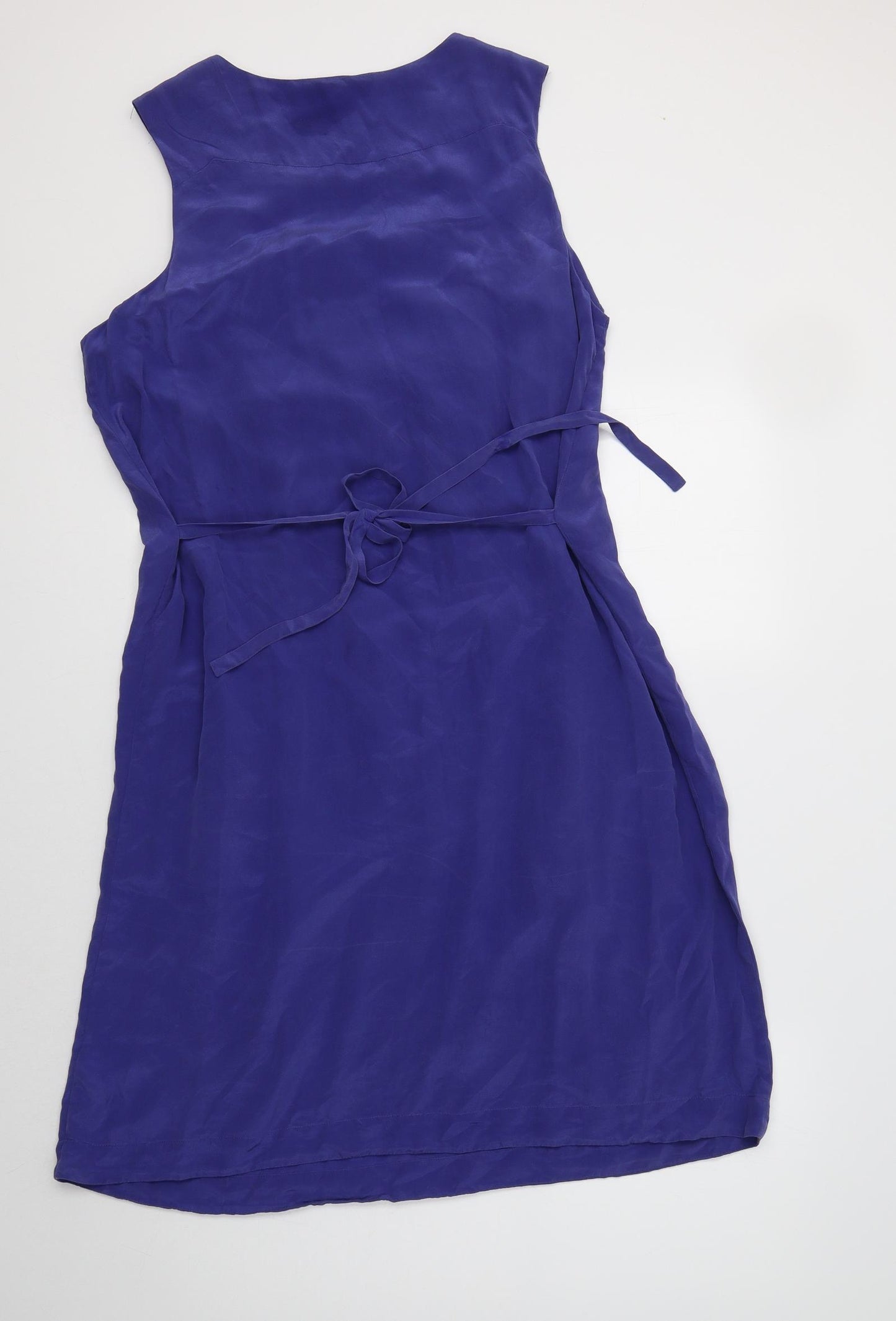 Topshop Womens Blue  Silk A-Line  Size 14  Round Neck