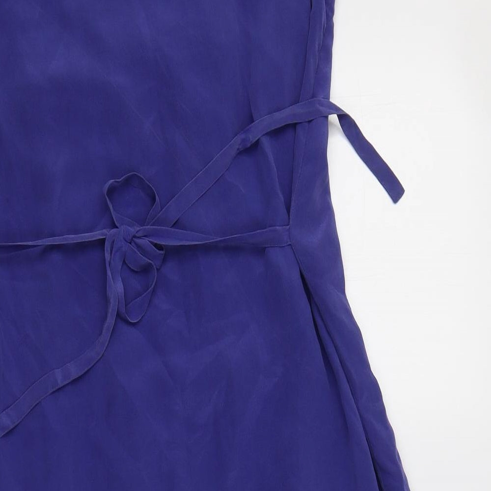 Topshop Womens Blue  Silk A-Line  Size 14  Round Neck