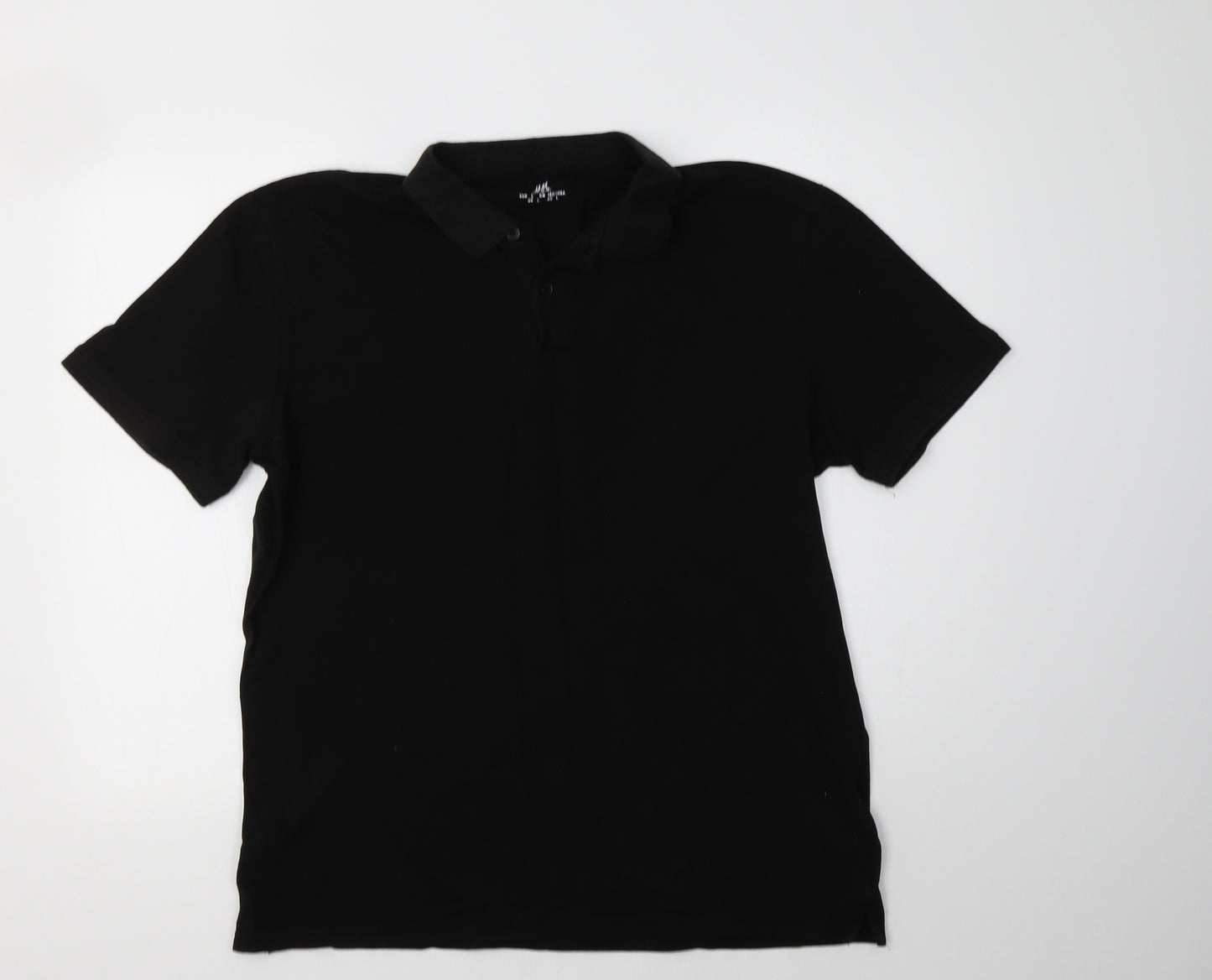 H&M Mens Black  Cotton  Polo Size L Crew Neck