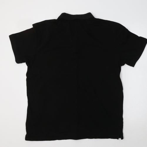 H&M Mens Black  Cotton  Polo Size L Crew Neck