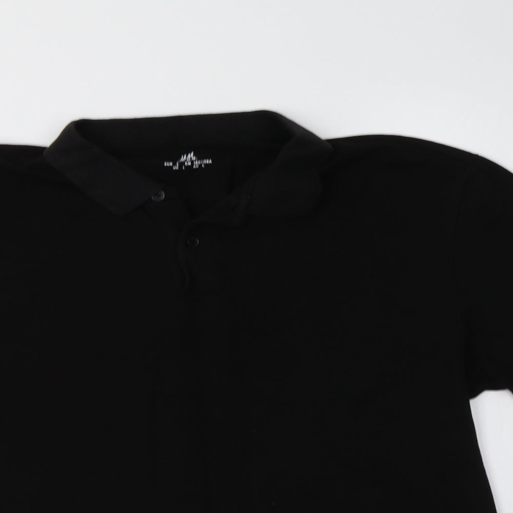 H&M Mens Black  Cotton  Polo Size L Crew Neck