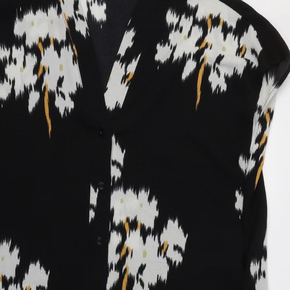 SheIn Womens Black Floral Polyester Tunic Blouse Size XL V-Neck