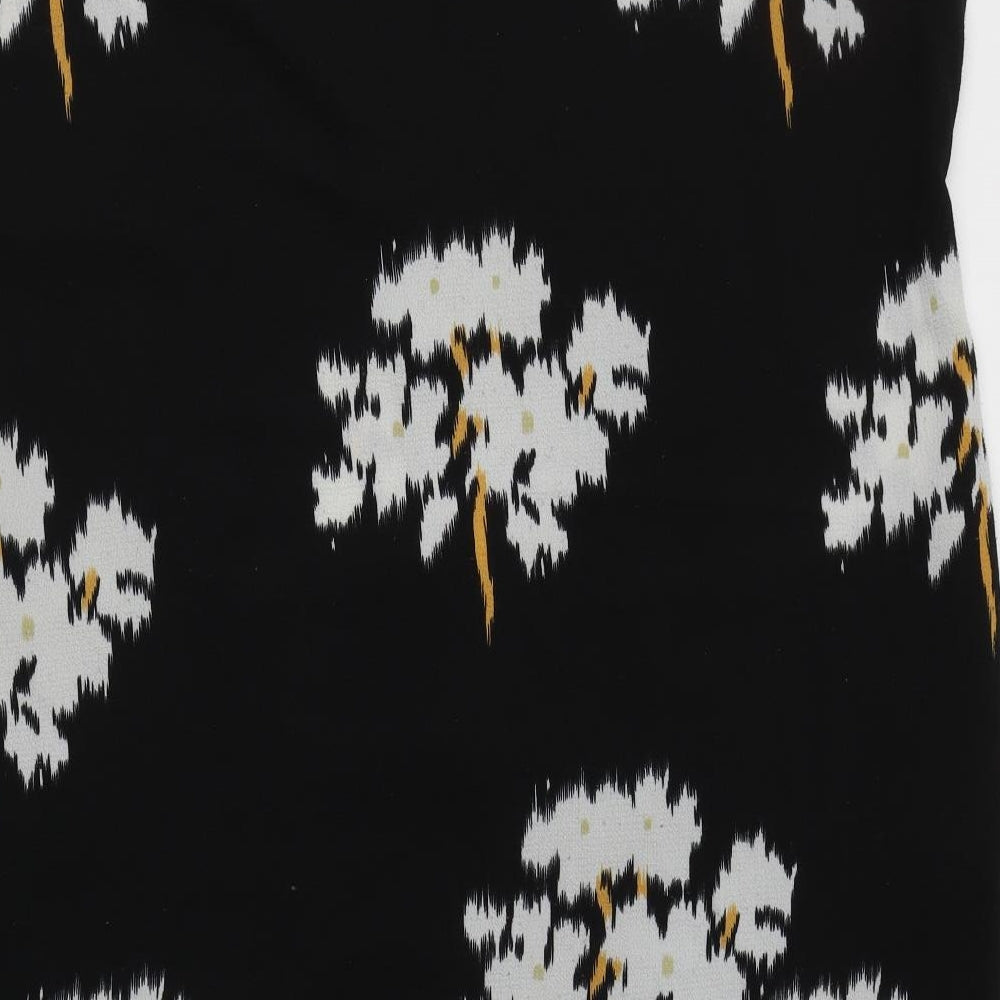 SheIn Womens Black Floral Polyester Tunic Blouse Size XL V-Neck