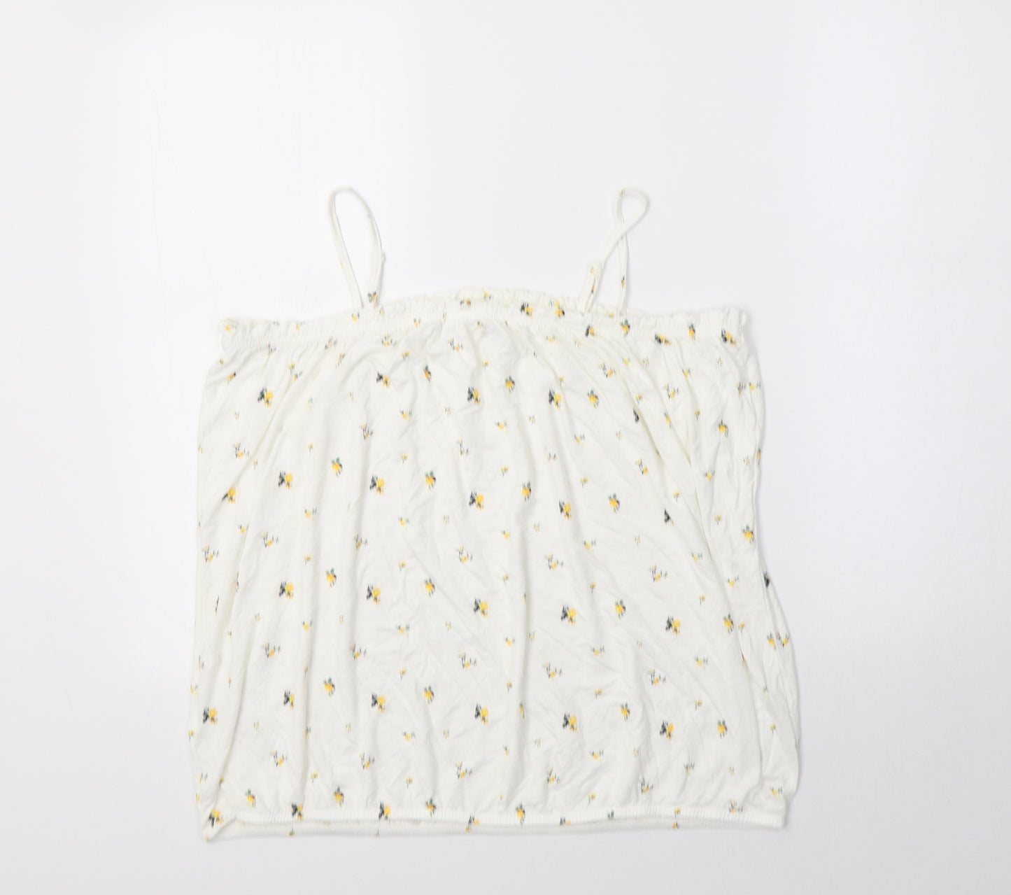 Vivance Womens White Floral Viscose Camisole Tank Size 22 Square Neck
