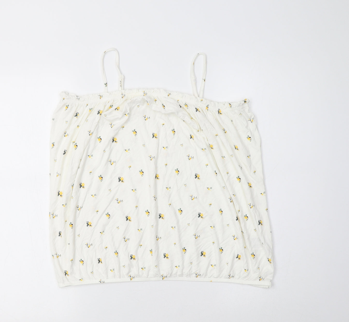 Vivance Womens White Floral Viscose Camisole Tank Size 22 Square Neck