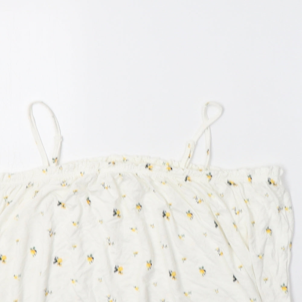 Vivance Womens White Floral Viscose Camisole Tank Size 22 Square Neck