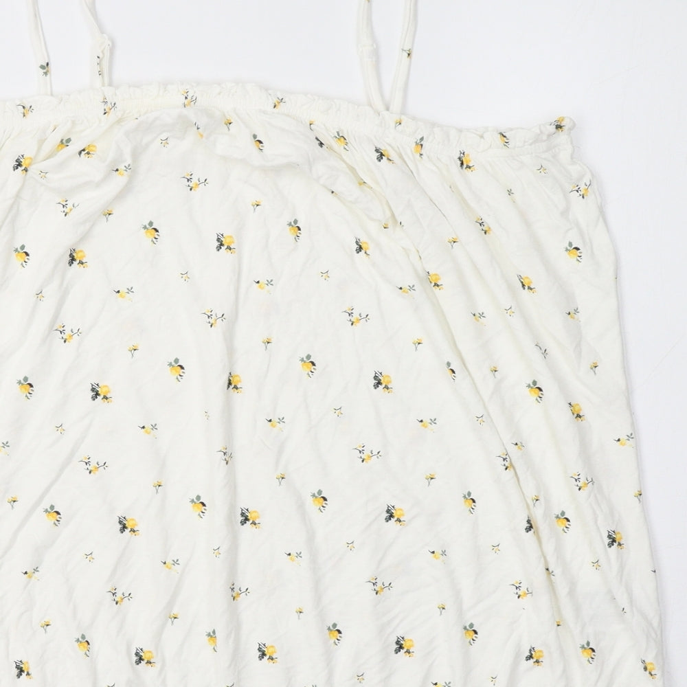 Vivance Womens White Floral Viscose Camisole Tank Size 22 Square Neck