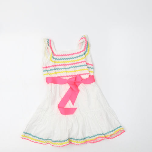 Monsoon Baby White Striped Cotton A-Line  Size 18-24 Months  Square Neck