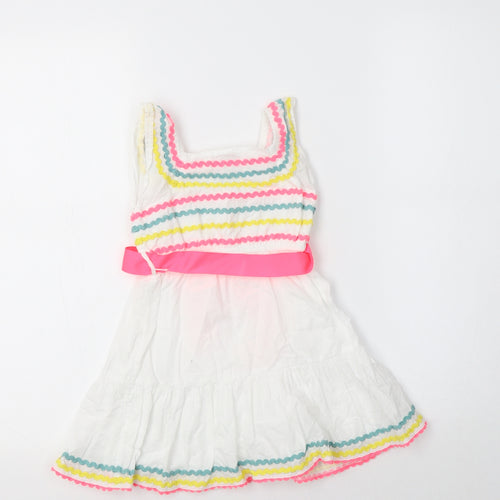 Monsoon Baby White Striped Cotton A-Line  Size 18-24 Months  Square Neck
