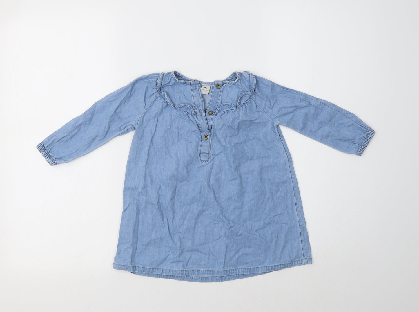 TU Baby Blue  Cotton Shirt Dress  Size 12-18 Months  Henley
