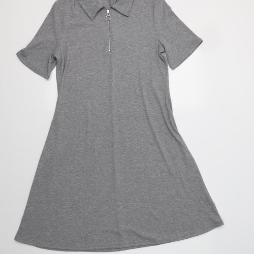 Premium Womens Grey  Polyester Fit & Flare  Size 16  Collared