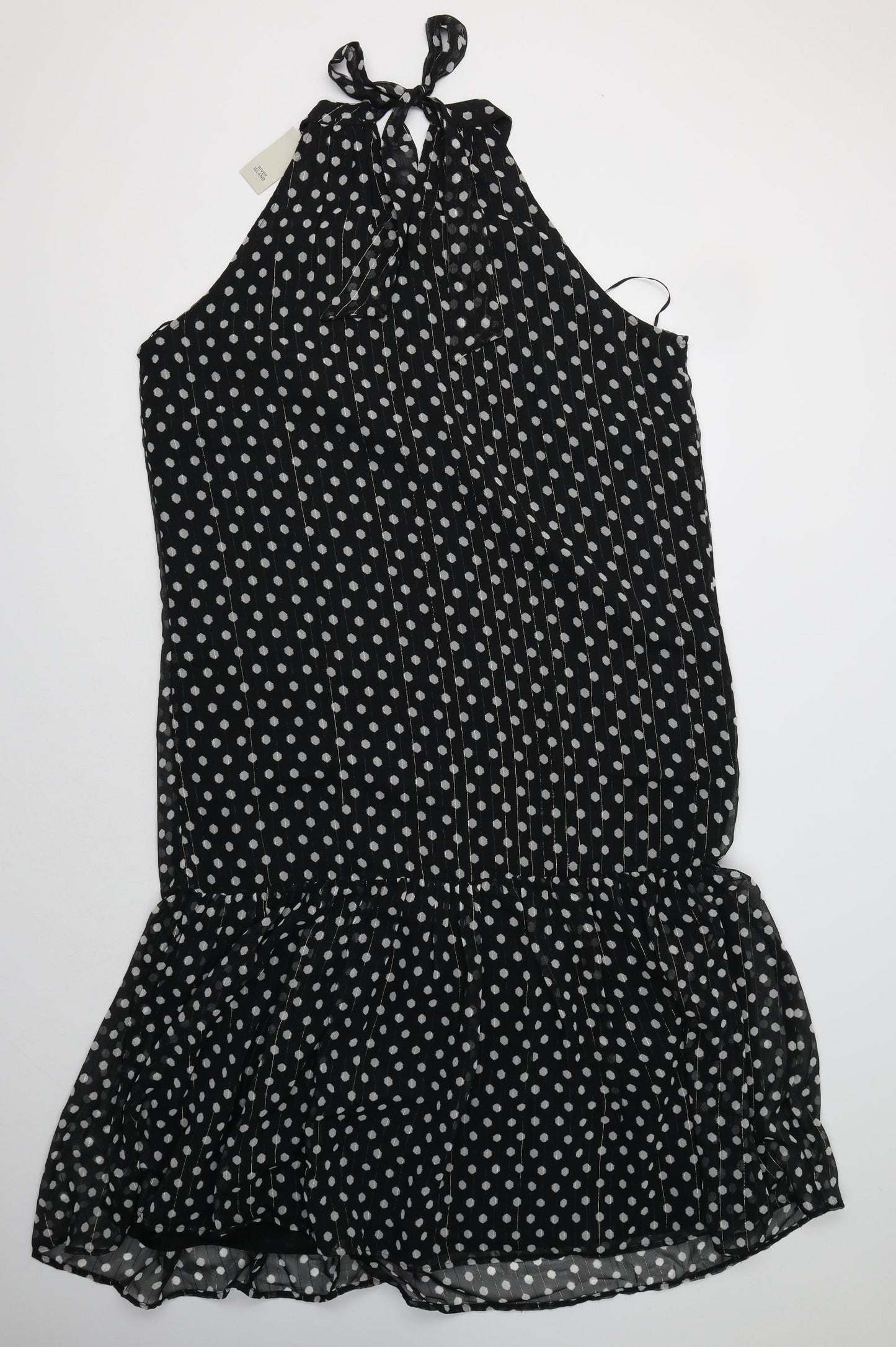 River Island Womens Black Polka Dot Polyester Maxi  Size 16  Halter