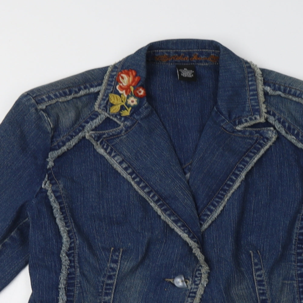 Preworn Womens Blue Floral  Jacket Coatigan Size XL