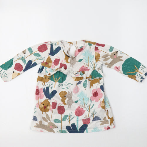 M&S Baby Multicoloured Geometric Cotton A-Line  Size 12-18 Months  Collared  - Forest Animals