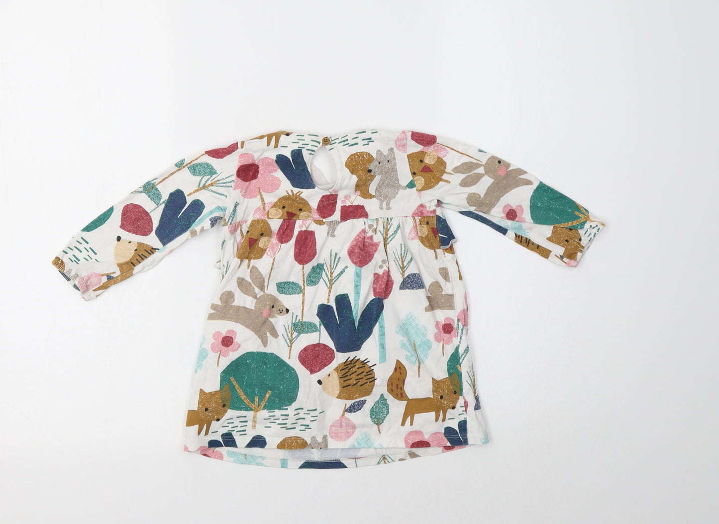M&S Baby Multicoloured Geometric Cotton A-Line  Size 12-18 Months  Collared  - Forest Animals