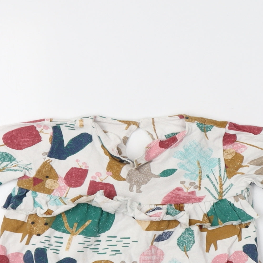 M&S Baby Multicoloured Geometric Cotton A-Line  Size 12-18 Months  Collared  - Forest Animals