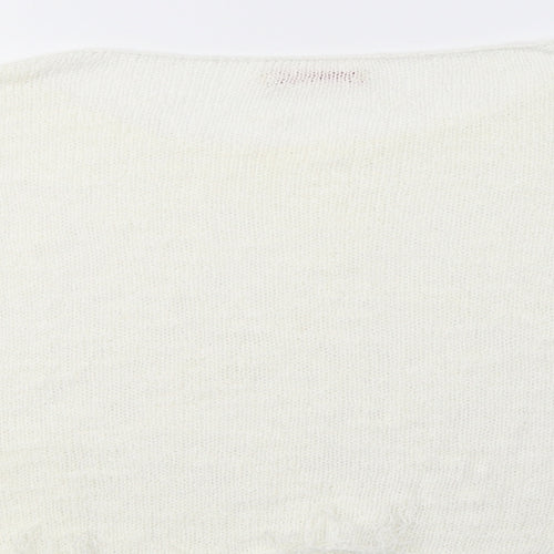 Miss Su Womens Ivory Boat Neck  Acrylic Pullover Jumper Size L