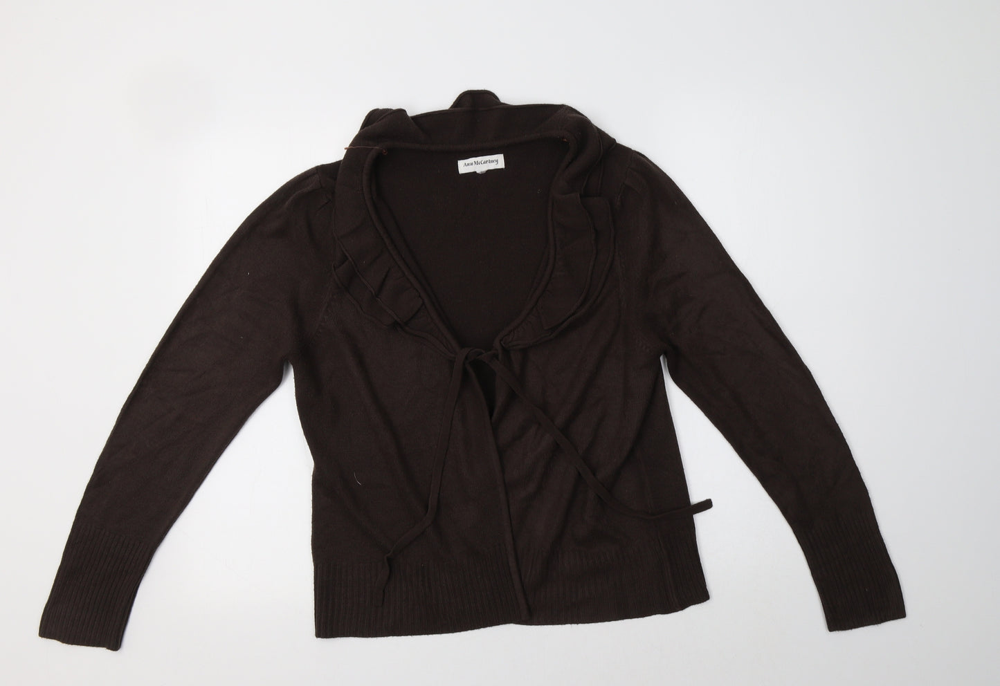 Ann McCartney Womens Brown Collared  Acrylic Cardigan Jumper Size L