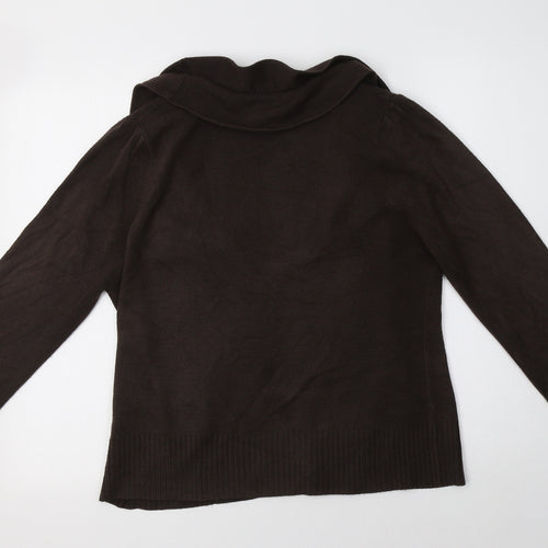 Ann McCartney Womens Brown Collared  Acrylic Cardigan Jumper Size L