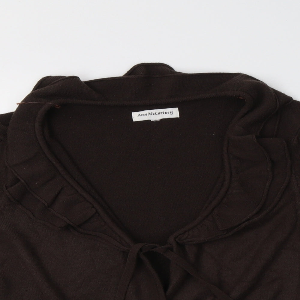 Ann McCartney Womens Brown Collared  Acrylic Cardigan Jumper Size L