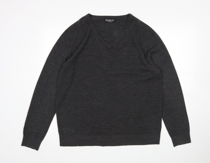 Cedar Wood State Mens Grey V-Neck  Acrylic Pullover Jumper Size XL