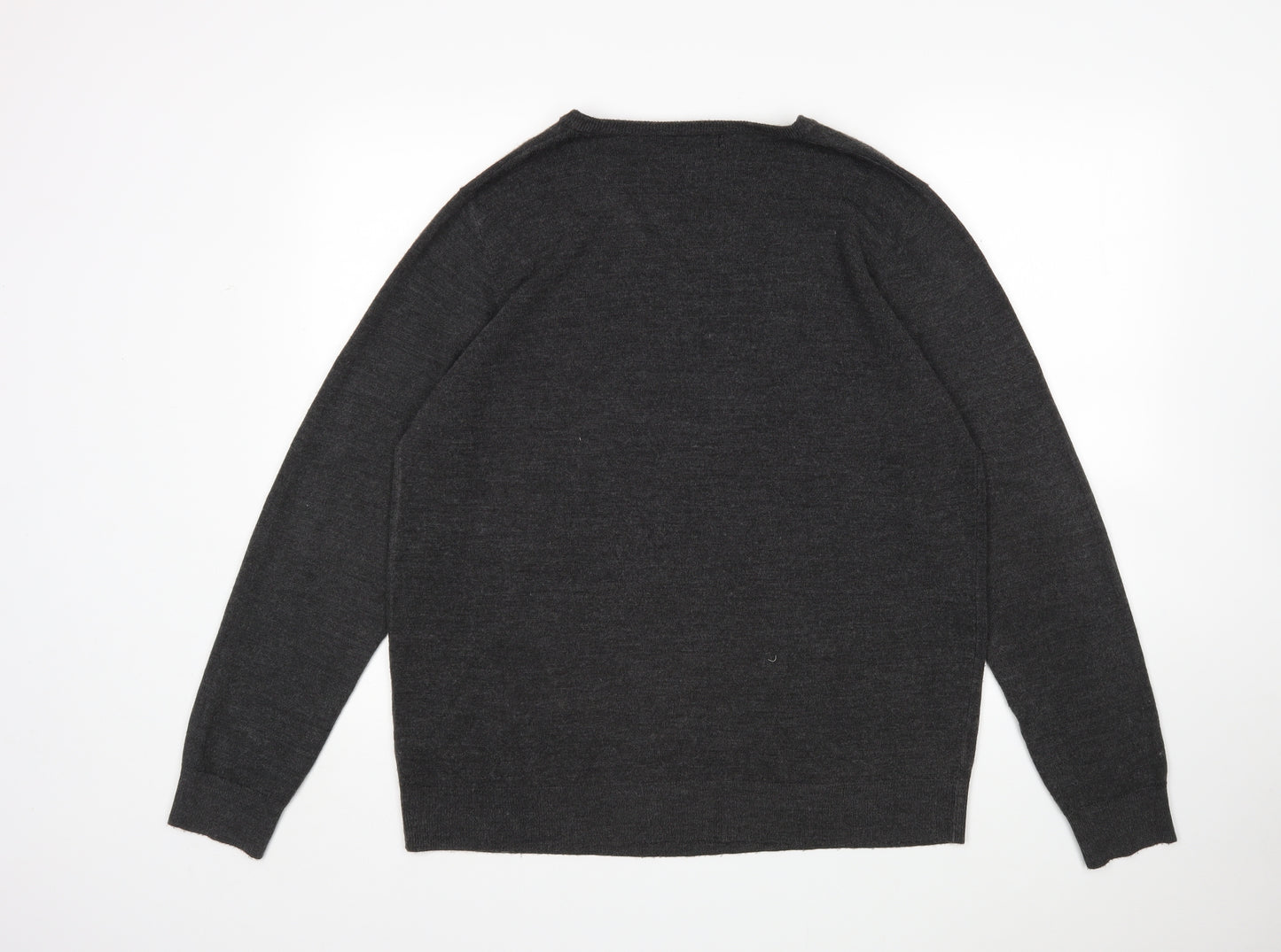 Cedar Wood State Mens Grey V-Neck  Acrylic Pullover Jumper Size XL
