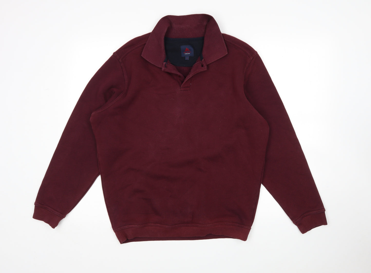 One Valley Mens Purple Collared  Cotton Pullover Jumper Size S