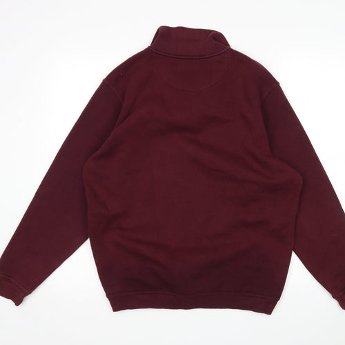 One Valley Mens Purple Collared  Cotton Pullover Jumper Size S