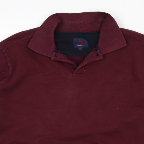 One Valley Mens Purple Collared  Cotton Pullover Jumper Size S