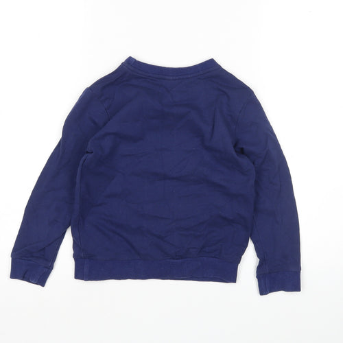 Preworn Boys Blue Round Neck   Pullover Jumper Size 5 Years   - Christmas