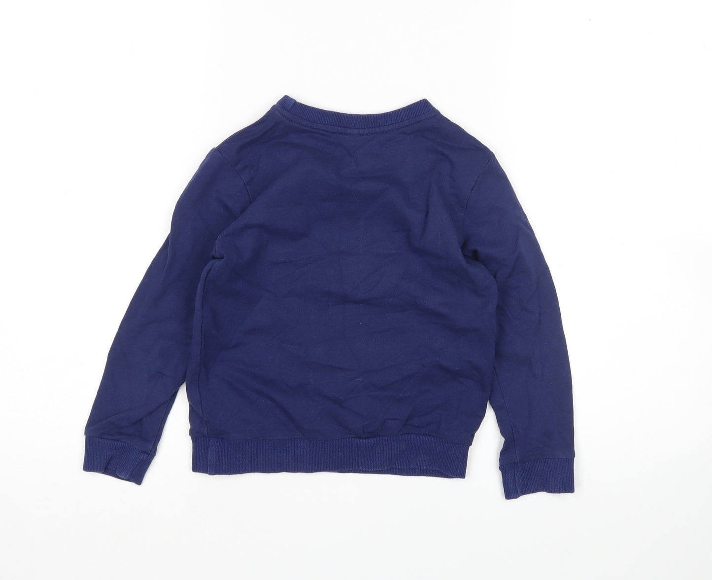 Preworn Boys Blue Round Neck   Pullover Jumper Size 5 Years   - Christmas