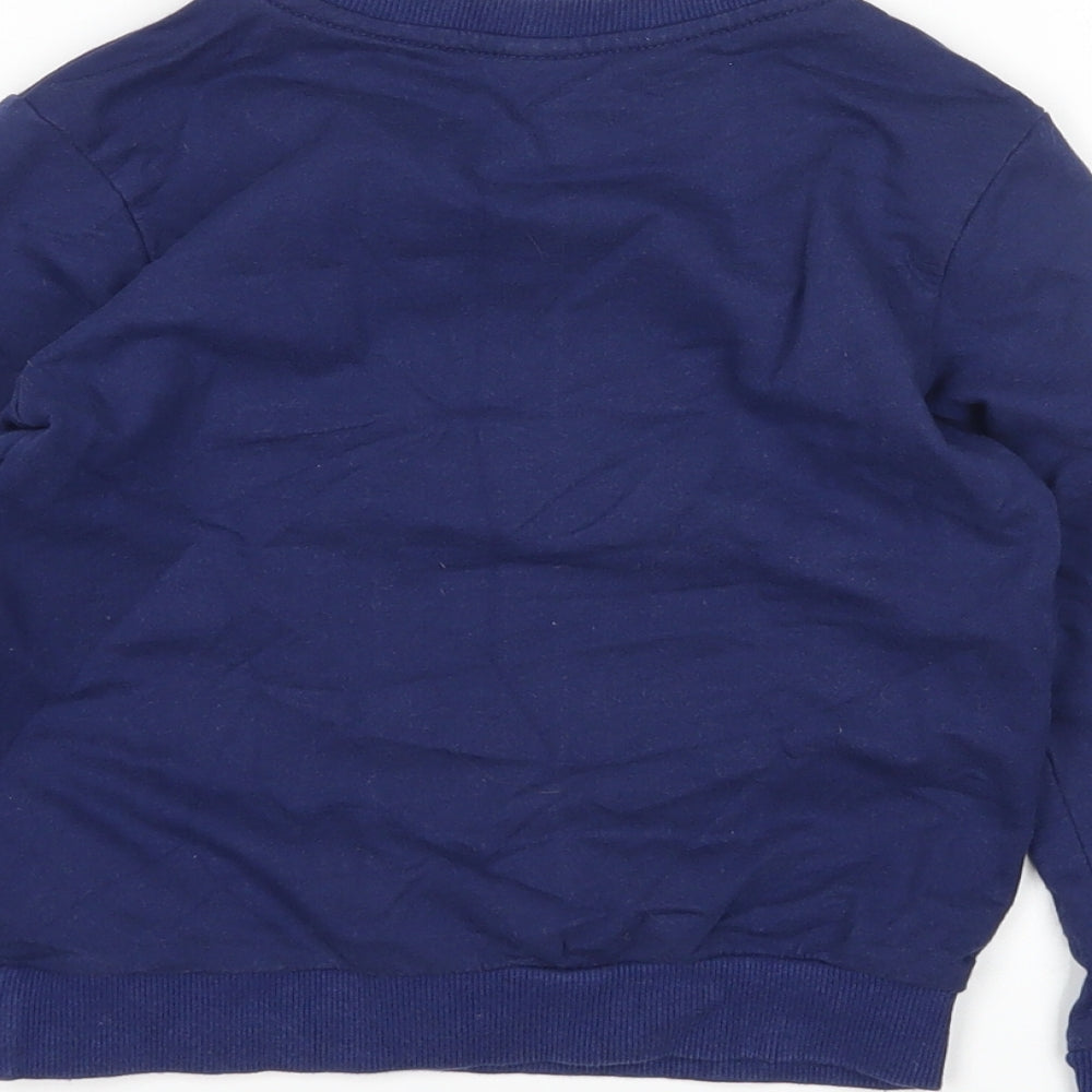 Preworn Boys Blue Round Neck   Pullover Jumper Size 5 Years   - Christmas