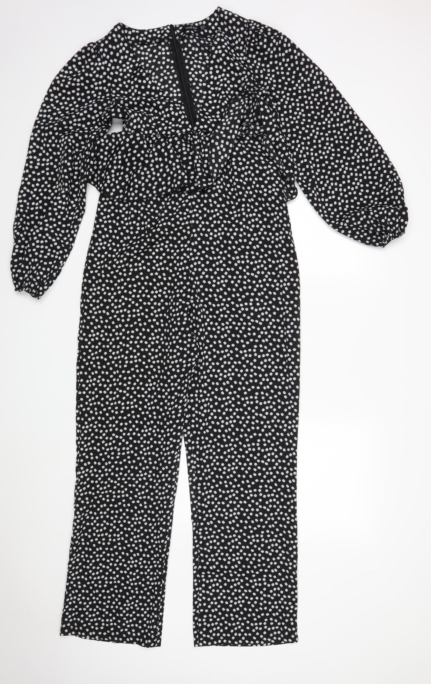 Boohoo Womens Multicoloured Floral Polyester Jumpsuit One-Piece Size 10 L30 in