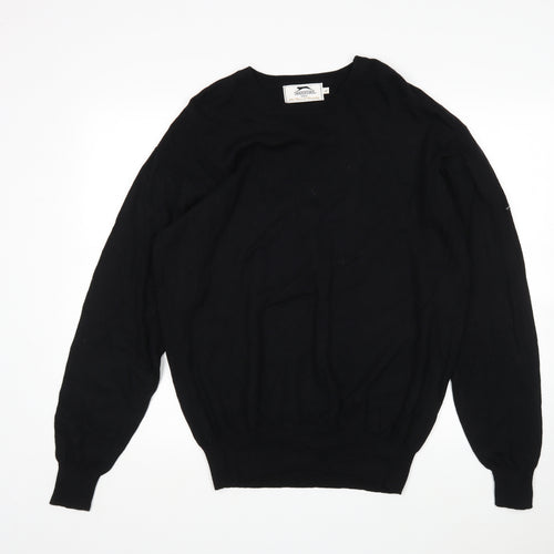 Slazanger Mens Black Round Neck  Cotton Pullover Jumper Size L