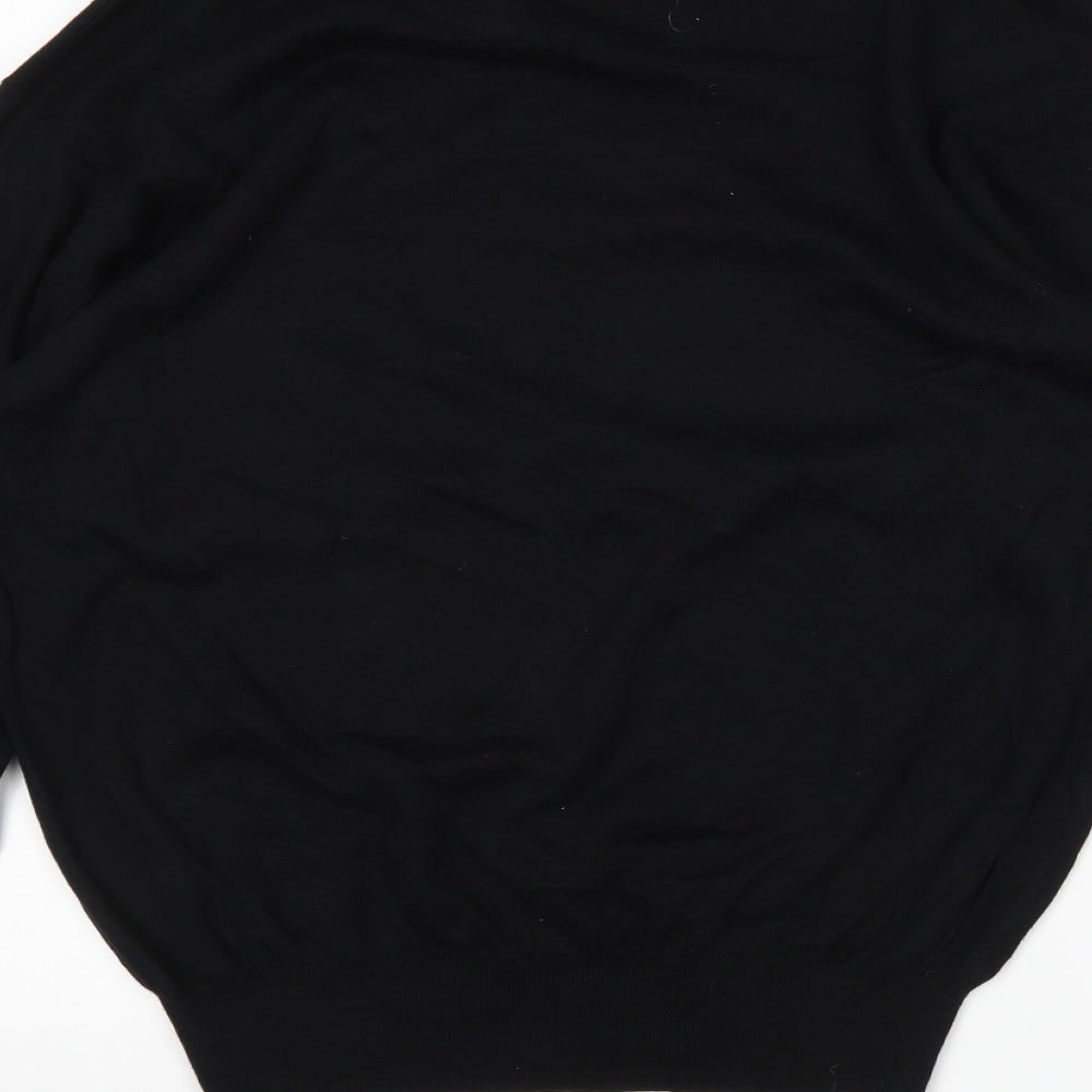 Slazanger Mens Black Round Neck  Cotton Pullover Jumper Size L
