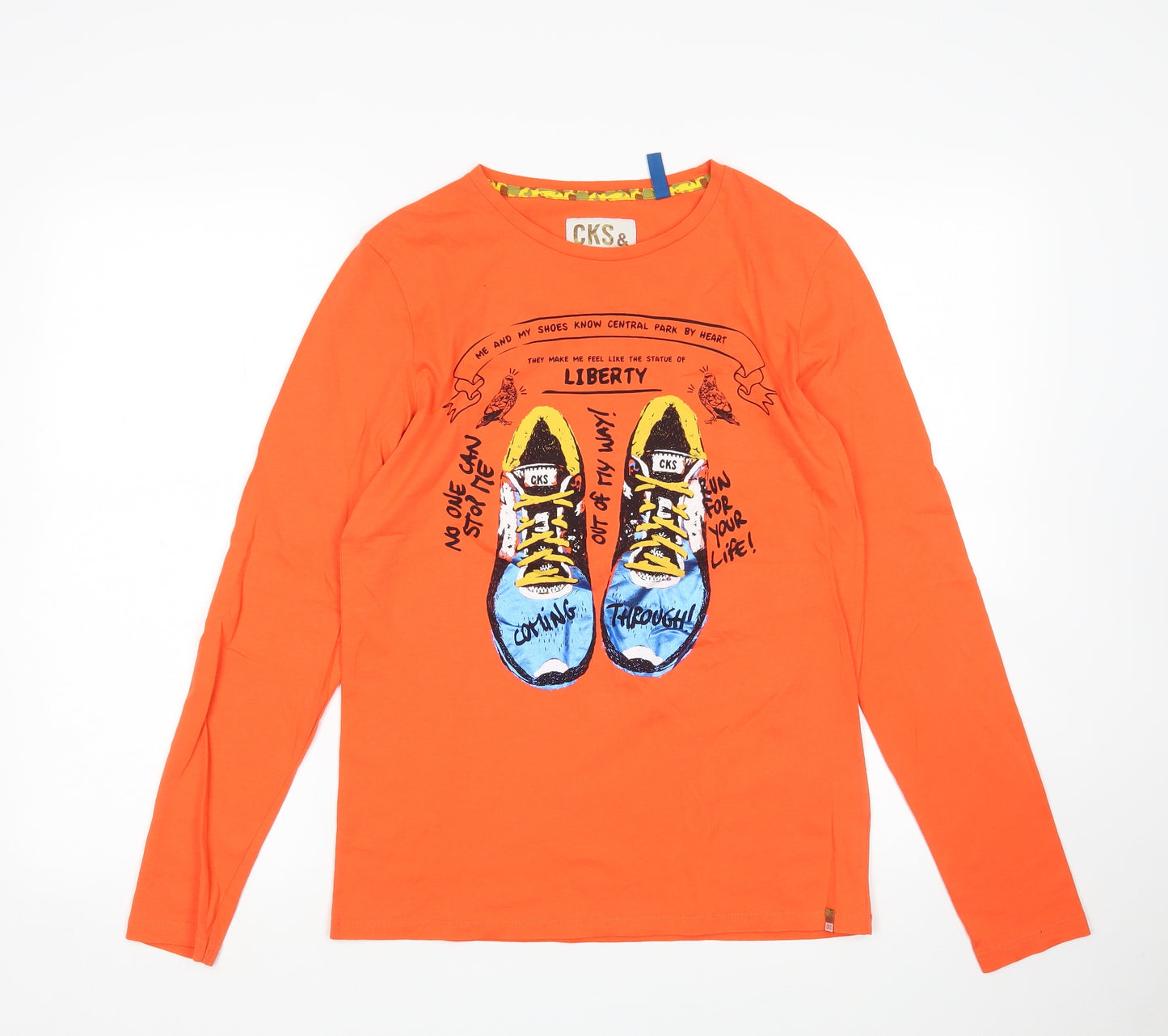 CKS Boys Orange  Cotton Basic T-Shirt Size 16 Years Round Neck