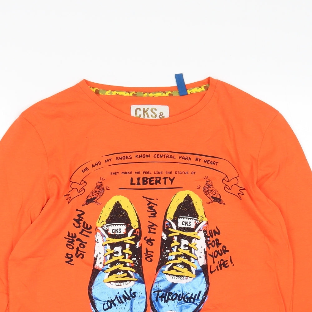 CKS Boys Orange  Cotton Basic T-Shirt Size 16 Years Round Neck