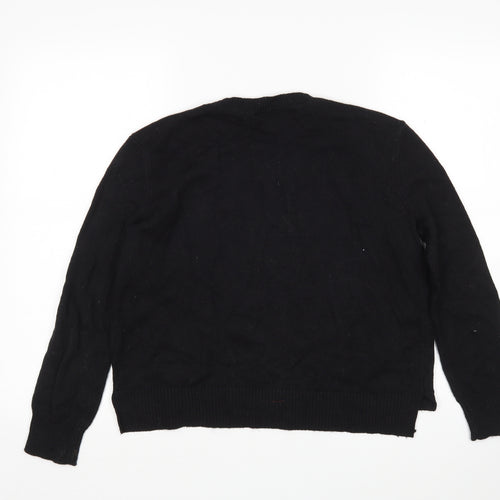 Topshop Womens Black Round Neck  Acrylic Pullover Jumper Size 8