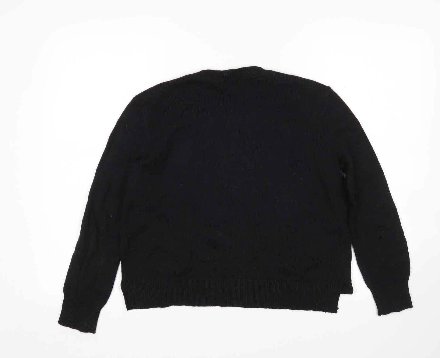 Topshop Womens Black Round Neck  Acrylic Pullover Jumper Size 8
