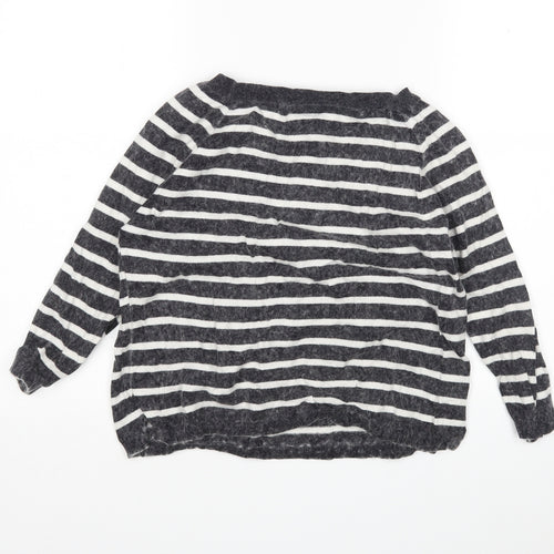 Topshop Womens Multicoloured Round Neck Striped Cotton Pullover Jumper Size 10
