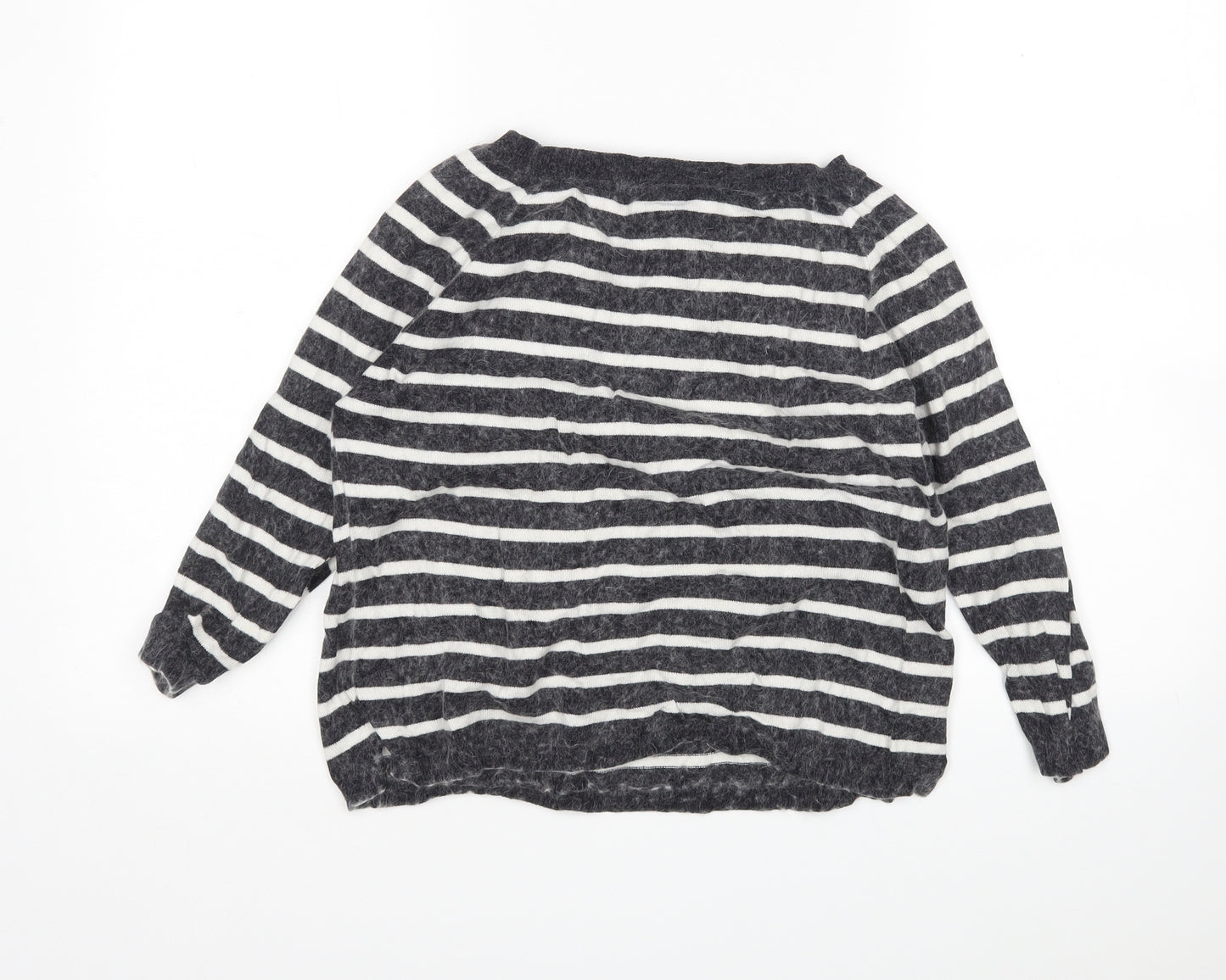 Topshop Womens Multicoloured Round Neck Striped Cotton Pullover Jumper Size 10