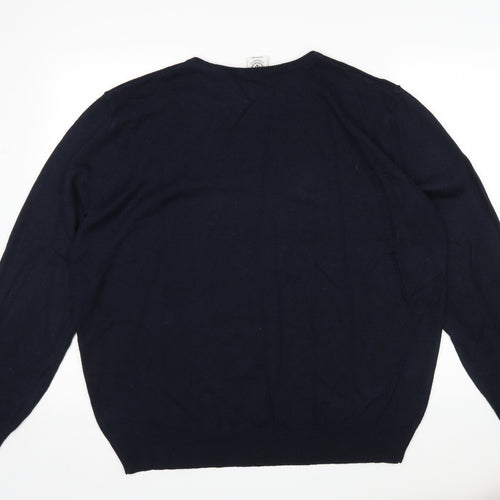 Finest Made  Mens Blue V-Neck  Acrylic Pullover Jumper Size 2XL
