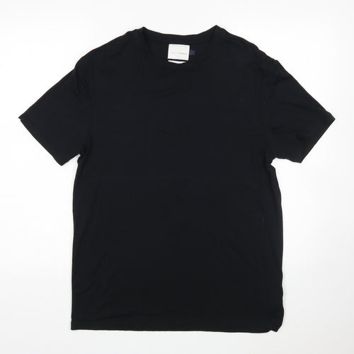 Topman Mens Black  Lyocell  T-Shirt Size M Round Neck