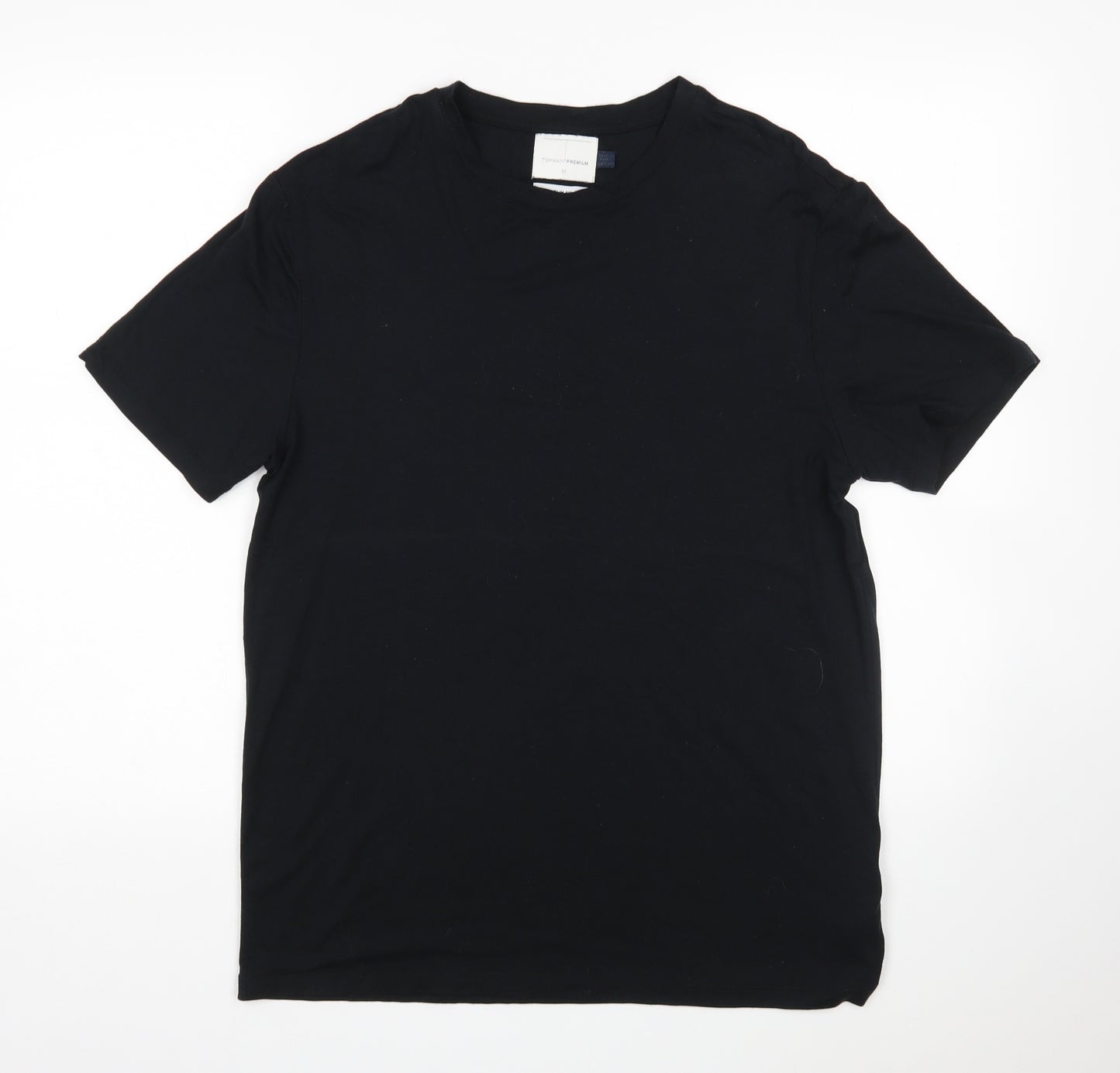 Topman Mens Black  Lyocell  T-Shirt Size M Round Neck