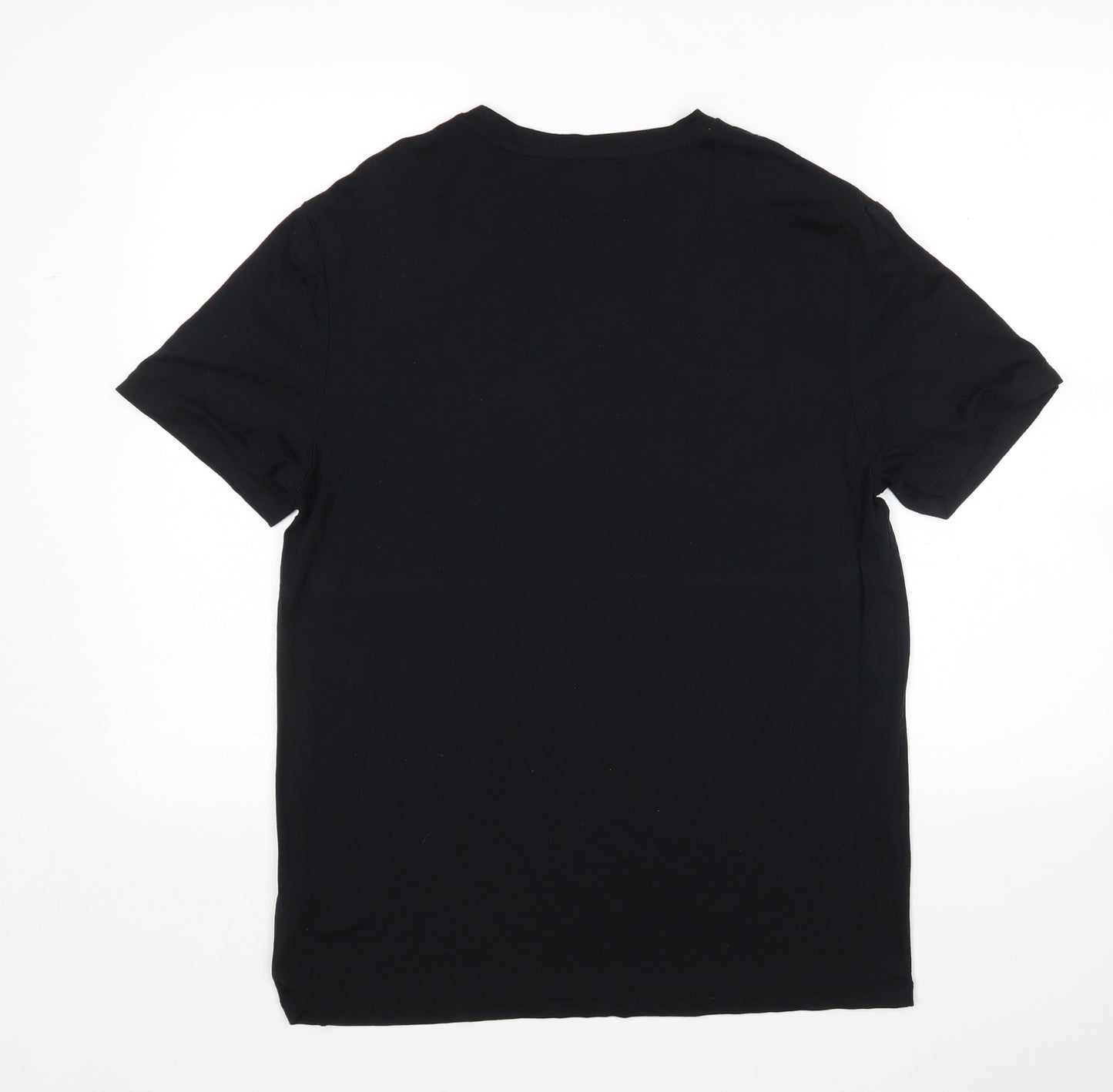 Topman Mens Black  Lyocell  T-Shirt Size M Round Neck